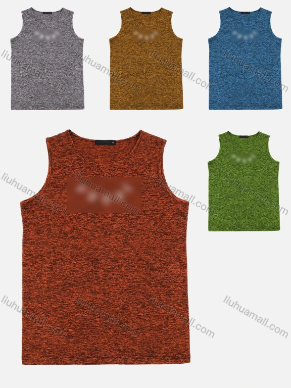 Wholesale Men's Casual Sporty Sleeveless Space Dye Letter Tank Tops MS2015#