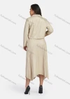 Wholesale Women's Casual Plain Collared Leather Jacket & Midi Skirt 2-Piece Set 9172-1# - Liuhuamall