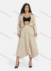 Wholesale Women's Casual Plain Collared Leather Jacket & Midi Skirt 2-Piece Set 9172-1# - Liuhuamall