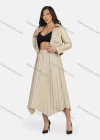 Wholesale Women's Casual Plain Collared Leather Jacket & Midi Skirt 2-Piece Set 9172-1# - Liuhuamall