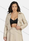 Wholesale Women's Casual Plain Collared Leather Jacket & Midi Skirt 2-Piece Set 9172-1# - Liuhuamall