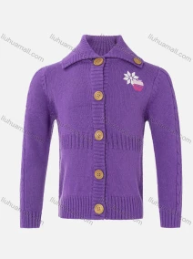 Wholesale Girls Wool Long Sleeve Lapel Button Front Snowflake Sweater Cardigan, LIUHUA CLOTHING WHOLESALE