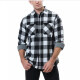 Men's Casual Plaid Flannel Long Sleeve Pocket Button Down Thermal Shirts White Clothing Wholesale Market -LIUHUA