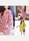 Wholesale Women's Casual Oversized Round Neck Allover Print Drop Shoulder T-shirt 101-2# - Liuhuamall