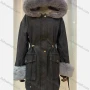 Wholesale Women's Hooded Fleece Lined Buttons Drawstring Flap Pockets Mid Length Denim Coat preview