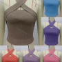 Wholesale Women's Causal Halter Sleeveless Plain Knit Top preview