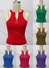 Wholesale Women's Fashion Round Neck Quarter Zip Sleeveless Plain Knit Top - Liuhuamall