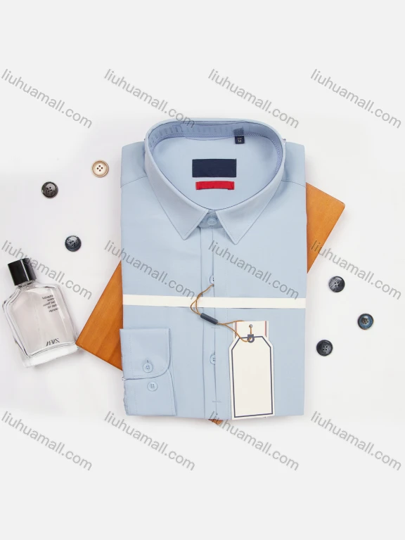 Wholesale Men's Formal Slim Fit Plain Long Sleeve Collared Button Down Shirts AB220406-3#