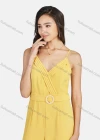 Wholesale Women's Casual Plain Wrap Spaghetti Strap Wide Leg Cami Jumpsuit With Belt - Liuhuamall