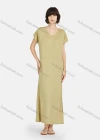 Wholesale Women's Lounge Milk Silk Plain V Neck Short Sleeve Patch Pocket Split Hem Maxi Nightgown A15# - Liuhuamall