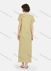 Wholesale Women's Lounge Milk Silk Plain V Neck Short Sleeve Patch Pocket Split Hem Maxi Nightgown A15# - Liuhuamall