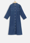Wholesale Women's Casual 3/4 Sleeve Button Front Denim Shirt Dress - Liuhuamall