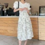 Wholesale Women's Casual Elastic Waist Floral Ruffle Hem Knee Length Skirt AY254# preview