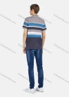 Wholesale Men's Casual Short Sleeve Button Front Striped Colorblock Polo Shirt - Liuhuamall