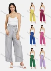 Wholesale Women's Lace Up Ruched Plain Wide Leg Casual Trouser 2203# - Liuhuamall