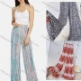 Wholesale Women's Pleated Digital Print Wide Leg Casual Trouser 2210# preview