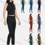 Wholesale Women's High-Neck Sleeveless Rhinestone Plain Blouse & Skinny Pants 2-Piece Set 2214# preview