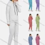 Wholesale Women's Casual Hooded Drawstring Long Sleeve Kangaroo Pocket Plain Hoodies & Pants 2-Piece Set 2220# preview