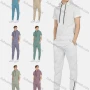 Wholesale Men's Casual Hooded Drawstring Short Sleeve Curved Hem Zipper Plain Hoodies & Pockets Ankle-Tie Pants 2-Piece Set 8763# preview