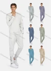 Wholesale Men's Casual Round Neck Flap Pocket Zipper Plain Sweatshirt & Ankle-Tie Pants 2-Piece Set 2230# - Liuhuamall