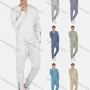 Wholesale Men's Casual Round Neck Flap Pocket Zipper Plain Sweatshirt & Ankle-Tie Pants 2-Piece Set 2230# preview