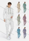 Wholesale Men's Casual Hooded Drawstring Flap Pockets Plain Hoodies & Ankle-Tie Pants 2-Piece Set 2232# - Liuhuamall