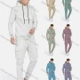 Wholesale Men's Casual Hooded Drawstring Flap Pockets Plain Hoodies & Ankle-Tie Pants 2-Piece Set 2232# preview