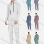 Wholesale Men's Hooded Drawstring Flap Pockets Plain Hoodies & Ankle-Tie Pants 2-Piece Set 2233# preview