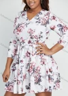 Wholesale Women's Casual V Neck Floral Print High Waist Short Dress With Belt - Liuhuamall