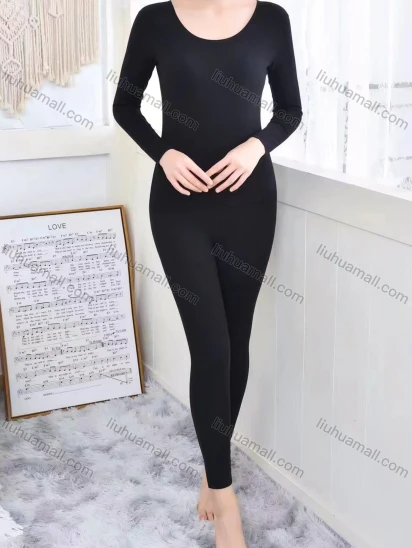 Wholesale Women's Winter Long Sleeve Plain Tops&Pants 2 Piece Thermal Underwear Sets