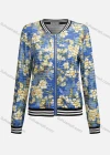 Wholesale Women's Casual Mock Neck Long Sleeve Zip Floral Print Striped Jacket 6467# - Liuhuamall