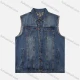 Wholesale Men's Plus Size Outerwear Light Wash Pockets Casual Button Down Denim Vest Jacket Blue Clothing Wholesale Market Liuhua