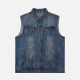 Men's Plus Size Outerwear Light Wash Casual Denim Vest Jacket Blue Clothing Wholesale Market -LIUHUA