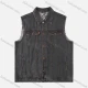 Wholesale Men's Plus Size Outerwear Light Wash Pockets Casual Button Down Denim Vest Jacket Dark Gray Clothing Wholesale Market Liuhua