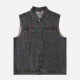 Men's Plus Size Outerwear Light Wash Casual Denim Vest Jacket Dark Gray Clothing Wholesale Market -LIUHUA