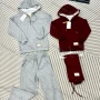 Wholesale Family Matching Plain Quarter Zip Drawstring Hoodies & Patch Pocket Pants 2-piece Set 805-1# preview