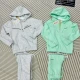 Wholesale Family Matching Casual Plain Quarter Zip Pocket Drawstring Hoodies & Pants 2-piece Set 805-1# Light Gray Clothing Wholesale Market Liuhua