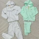 Wholesale Family Matching Plain Quarter Zip Drawstring Hoodies & Patch Pocket Pants 2-piece Set 805-1# Light Gray Clothing Wholesale Market Liuhua