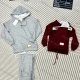 Wholesale Family Matching Casual Plain Quarter Zip Pocket Drawstring Hoodies & Pants 2-piece Set 805-1# Gray Clothing Wholesale Market Liuhua