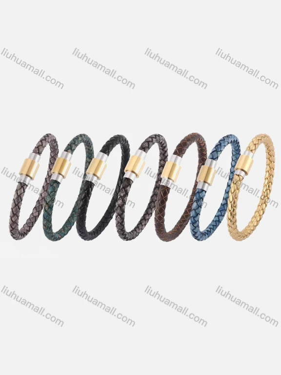 Wholesale Genuine Leather Stainless Steel Magnetic Buckle Bracelet SP0326#