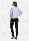 Wholesale Woman's Casual Shirt Collar Button Front Fake Pockets Long Sleeve Tie Front Plain Top - Liuhuamall