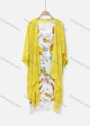 Wholesale Women's Casual 2 Piece Crew Neck Tropical Print Sleeveless Dress & Plain Cardigan 050# - Liuhuamall