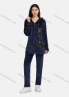 Wholesale Women's Lounge Long Sleeve Letter Embroidery Zipper Hooded Jacket & Pant 2 Piece Pajamas Sets - Liuhuamall