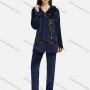 Wholesale Women's Lounge Long Sleeve Letter Embroidery Zipper Hooded Jacket & Pant 2 Piece Pajamas Sets preview