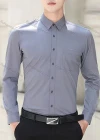 Wholesale Men's Business Long Sleeve Button Closure Patch Pocket Plain Formal Shirt - Liuhuamall