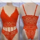 Wholesale Women's Sexy See Through Lace Skinny Fit One Piece Lingerie Bodysuit Orange 2# Clothing Wholesale Market Liuhua