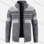 Wholesale Men's Casual Long Sleeve Zipper Colorblock Retro Print Knit Jacket preview
