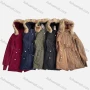 Wholesale Women's Casual Faux Fur Hood Long Sleeve Fleece Lined Zipper Plain Winter Coat preview