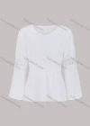 Wholesale Women's Spring V-Neck Bell Sleeve Peplum Hem Tie Back Blouse - Liuhuamall