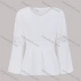 Wholesale Women's Spring V-Neck Bell Sleeve Peplum Hem Tie Back Blouse preview